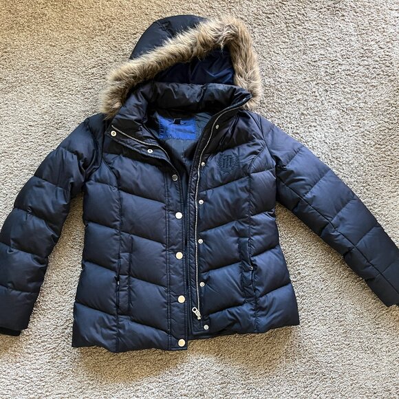 Tommy Hilfiger Jackets & Blazers - Tommy Hilfiger Ladies' Down Quilted Jacket with Hood, Size M, Black